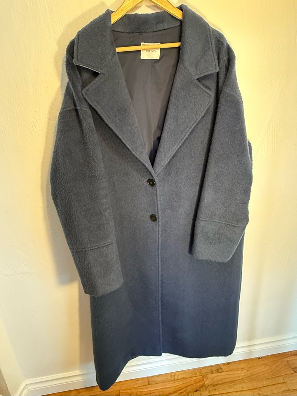 Greylin Women's Blue Wool-Blend Brushed Coat
